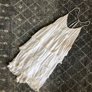 VOLCOM White Tiered Fringe High-Low Dress